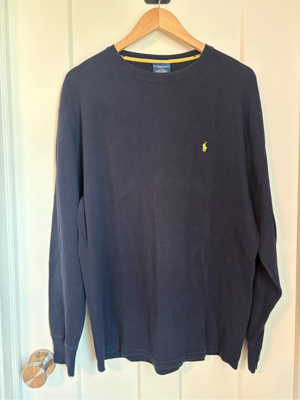 Polo by Ralph Lauren Navy Crewneck Sweater with Yellow Pony Logo